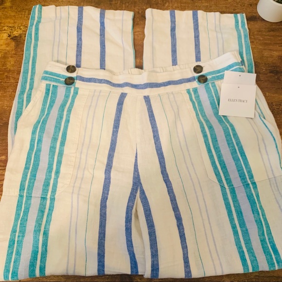 Ellen Tracy Pants - Ellen Tracy Striped Linen Pants